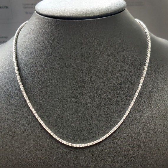 18K White Gold Diamond Tennis Necklace