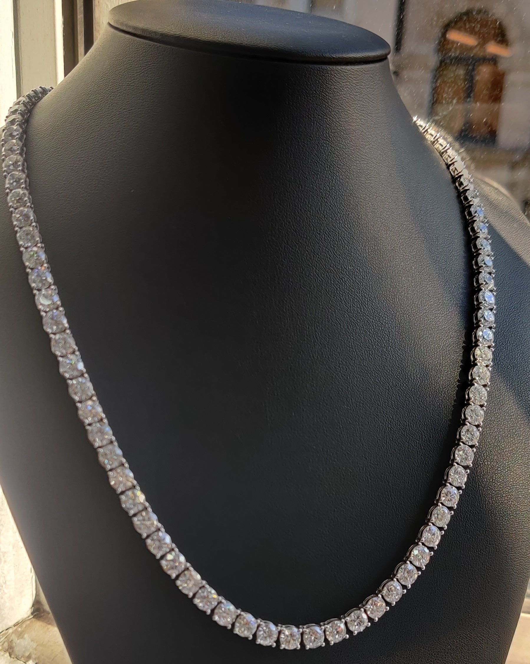 64.58 CARAT D-F/VVS-VS Lab Grown Round Diamond Tennis Necklace In